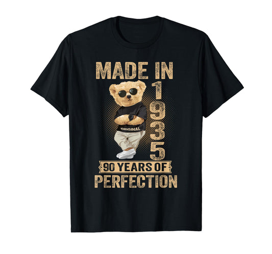 90 Year Old Made in 1935 Teddy Bear 90th Birthday Men Women T-Shirt
