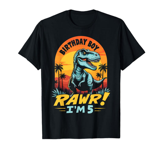 Rawr I'm 5 T-Rex Boys 5th Birthday Dinosaur Party Dino Lover T-Shirt