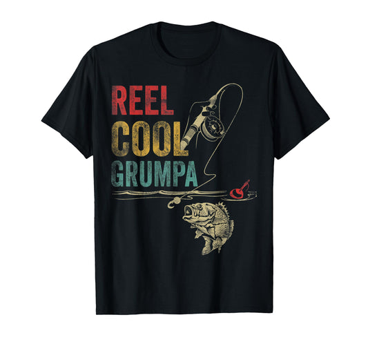 Mens Vintage Reel Cool Grumpa Fish Fishing Fathers Day T-Shirt