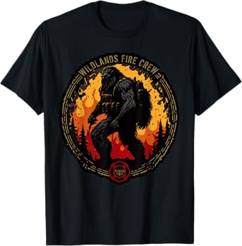 Retro Bigfoot Wildland Firefighter Sasquatch Fireman Gifts T-Shirt