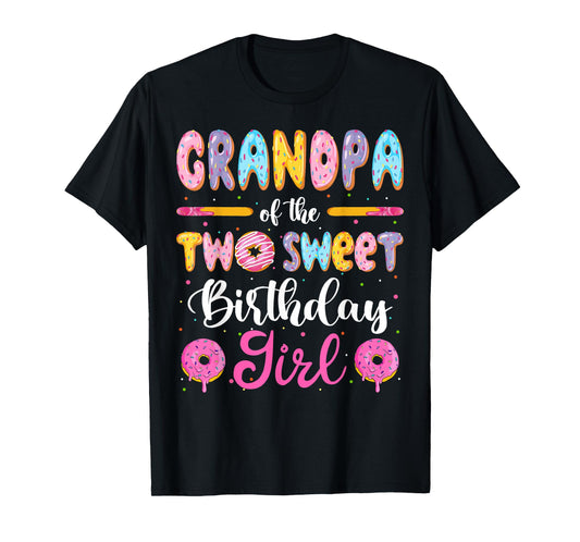 Grandpa Of The Two Sweet Birthday Girl Donut 2Nd Birthday T-Shirt