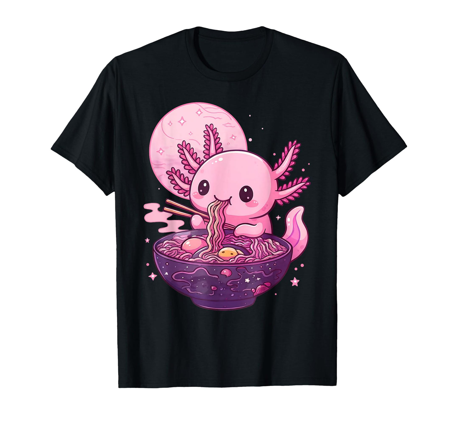Funny Axolotl Noodle Anime Kawaii Axolotl Eating Ramen Kids T-Shirt