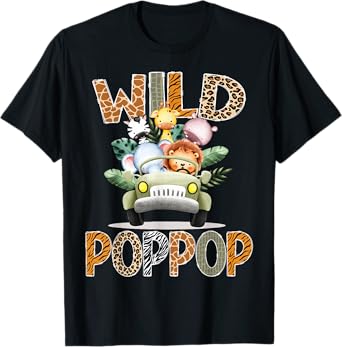 Wild PopPop Safari Jungle Animals 1st Birthday Truck T-Shirt