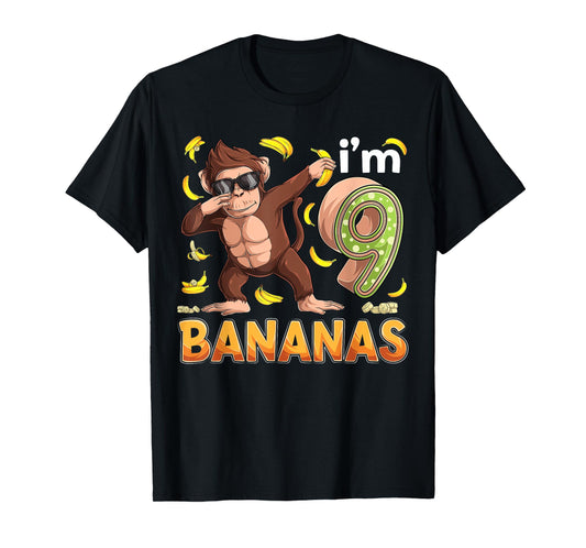 9 Year Old Monkey Birthday Safari Jungle Animal 9th B-day T-Shirt