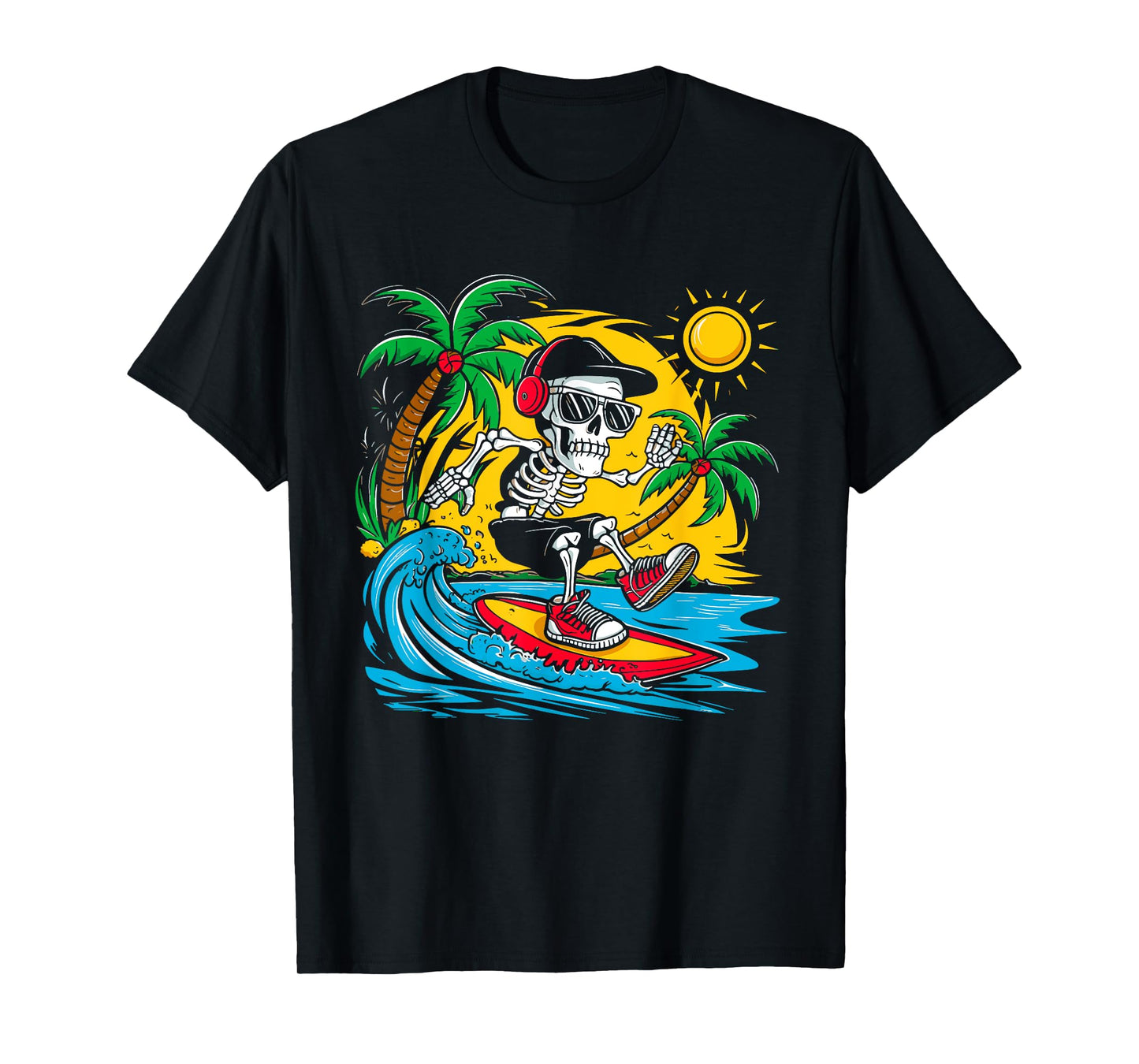 Funny Skeleton Riding Surfboard Surfing Summer Break Boys T-Shirt
