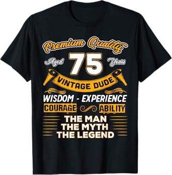 Vintage The Man Myth Legend 75 Yrs 75th Birthday Gift T-Shirt