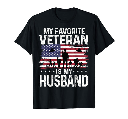 My Favorite Veteran Is My Husband Shirts Themed Military T-Shirt