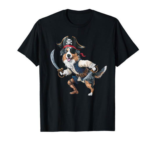 Australian Shepherd Pirate Halloween Mens Womens Kids Pirate T-Shirt