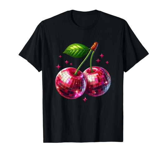 Cherries Disco Ball Cherry Summer Fruit Retro Party Lover T-Shirt