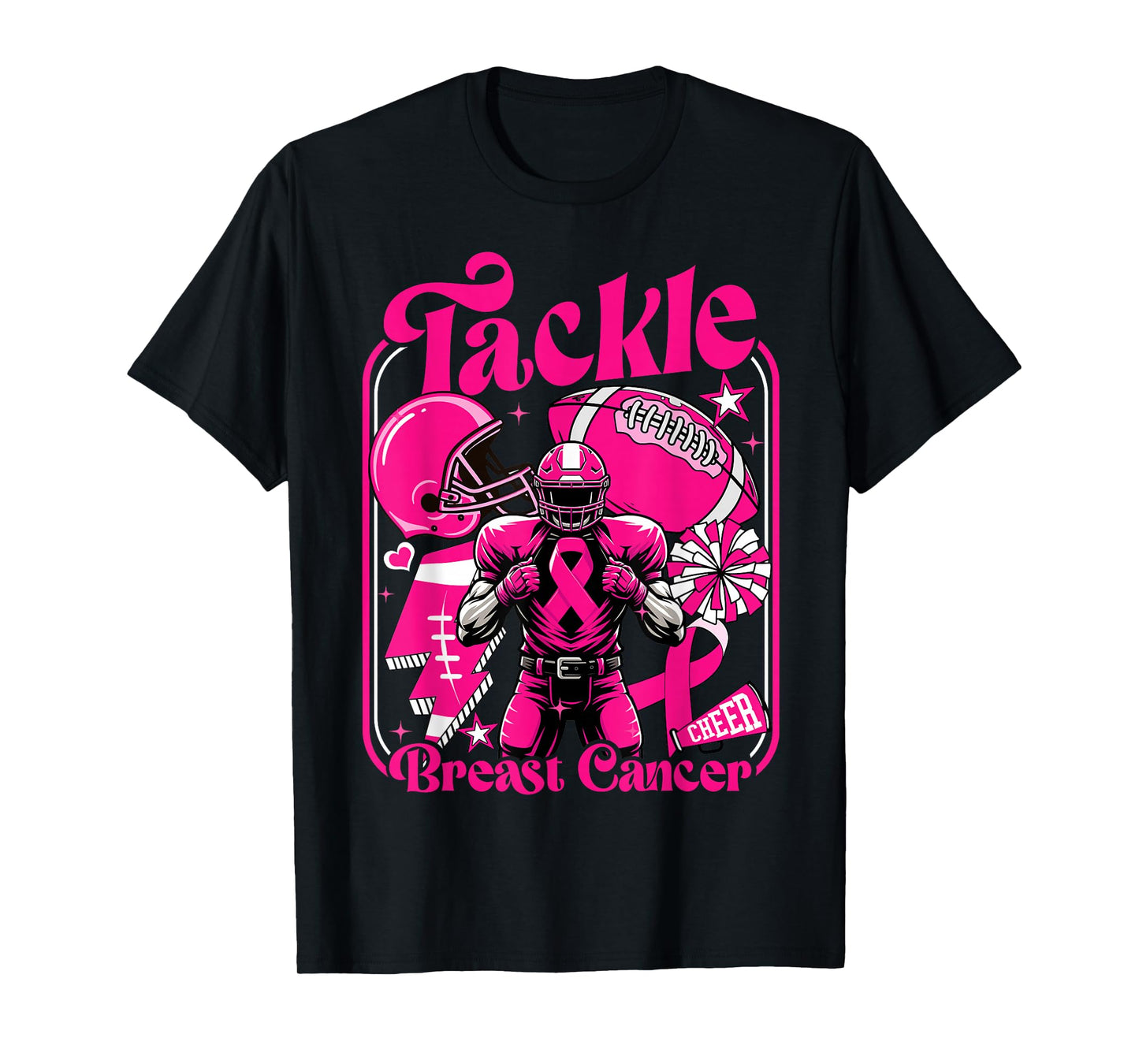 Tackle Breast Cancer Awareness Football Pink Ribbon Women T-Shirt