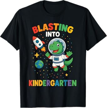 Blasting Into Kindergarten Dinosaur Astronaut Back To School T-Shirt