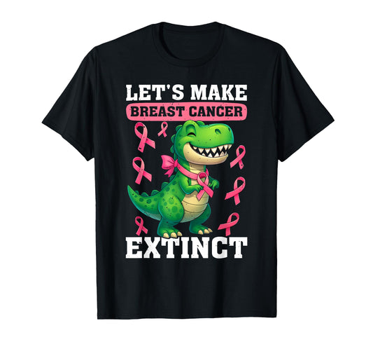 Lets Make Breast Cancer Extinct Pink Dinosaur Kids Boys Girl T-Shirt