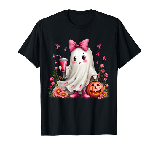 In October We Wear Pink Ghost Breast Cancer Awareness T-Shirt