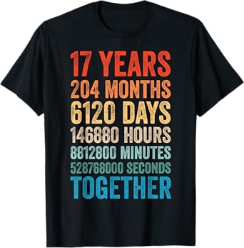 17 Year Anniversary Him Her Couple 17th Wedding T-Shirt