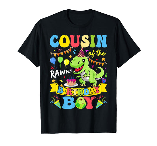 Cousin Of The Birthday Boy T-Rex Dinosaur Birthday Groovy T-Shirt