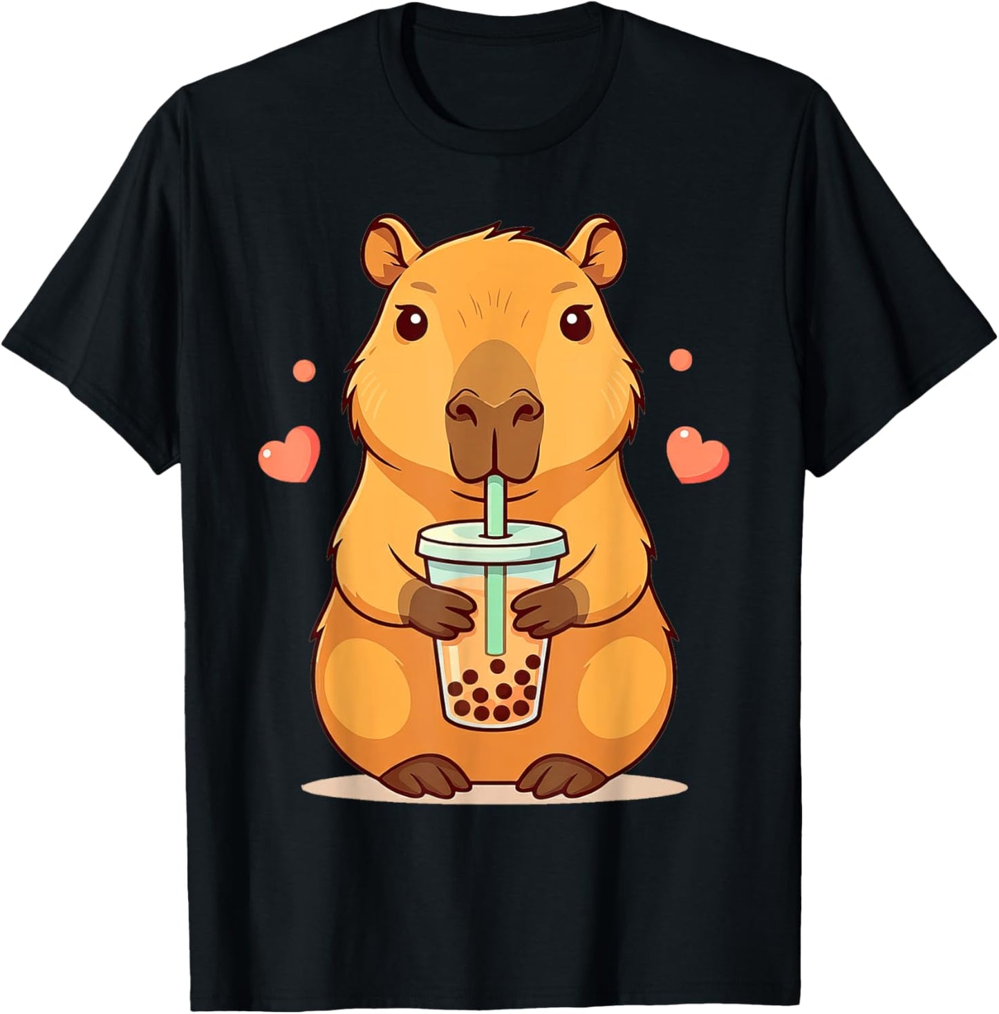 Cute Capybara Boba Tea Bubble Rodent Women Teen Girls Kids T-Shirt