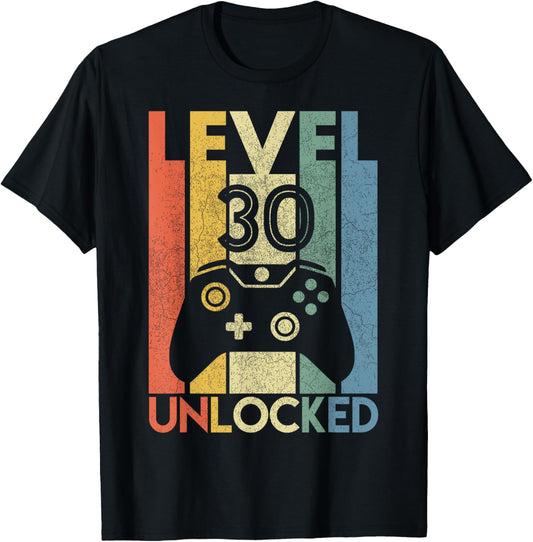 Level 30 Unlocked Funny Video Gamer 30th Birthday Gift T-Shirt