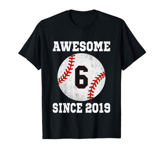 6th Birthday Baseball Player 6 Years Old Vintage Sports T-Shirt