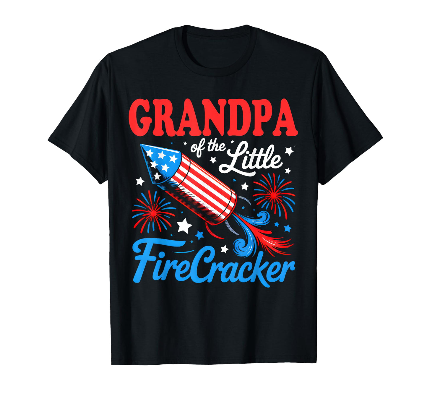 Grandpa Of The Little Firecracker 4th of July Birthday Party T-Shirt