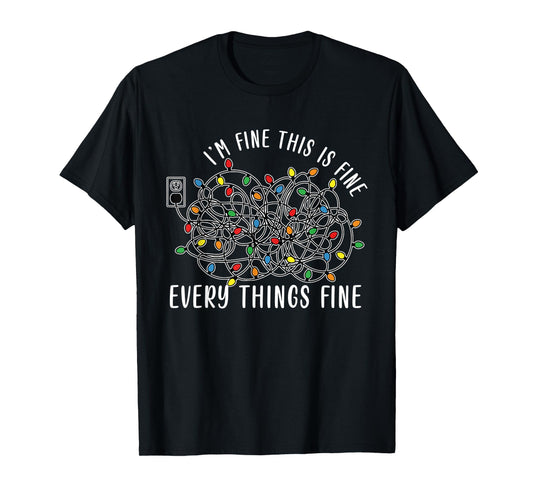 I’m Fine Everything is Fine Tangled Christmas Lights Women T-Shirt