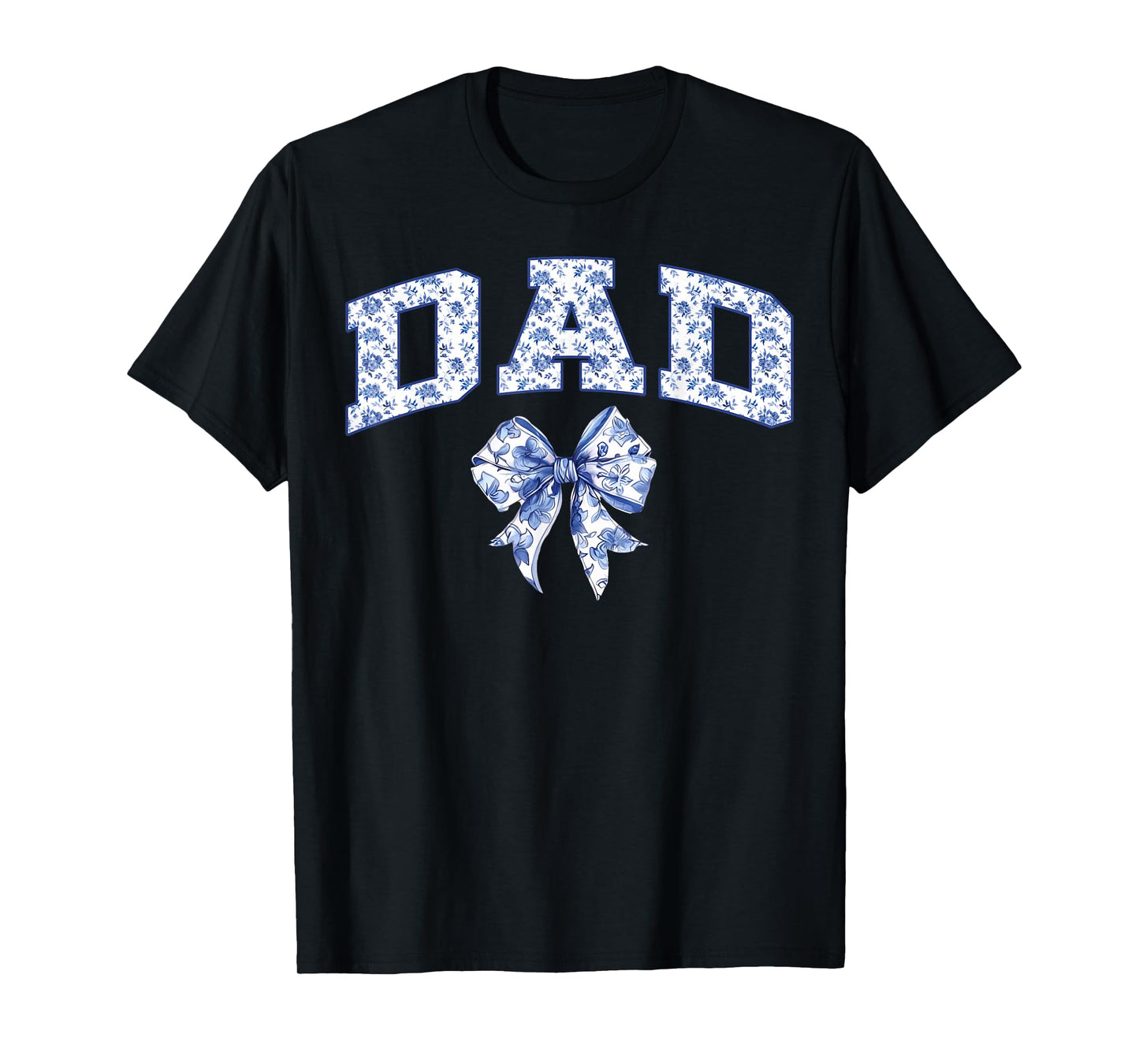 Dad Coquette Toile Blue Bow Floral Family Matching T-Shirt