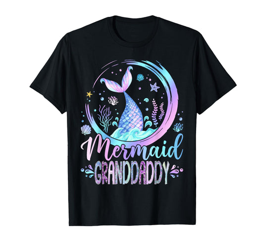 Mermaid Granddaddy Family Matching Girl Birthday Party T-Shirt
