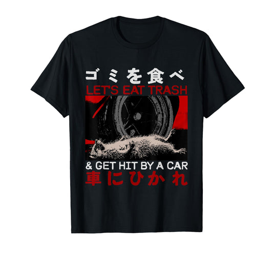 Let's Eat Trash And Get Hit By Car Vintage Opossum Japanese T-Shirt
