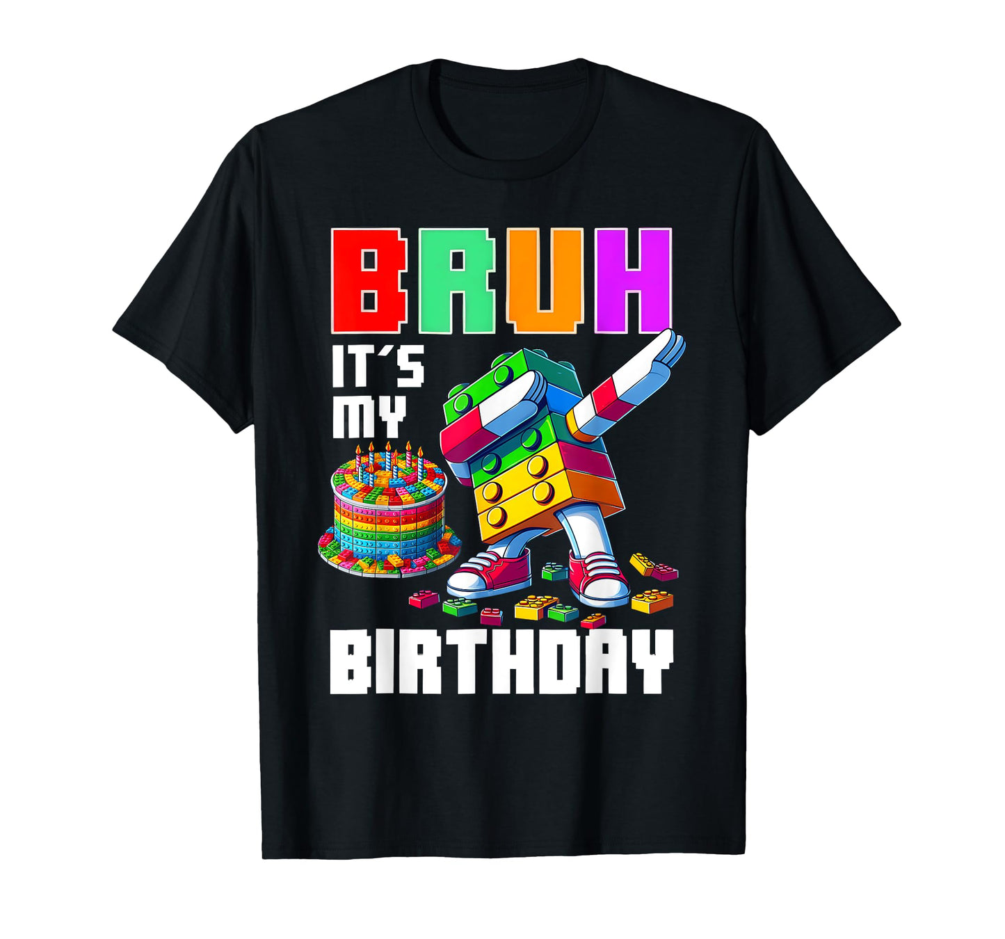 Vintage Bruh Its My Birthday Master Builder Dabbing Blocks T-Shirt