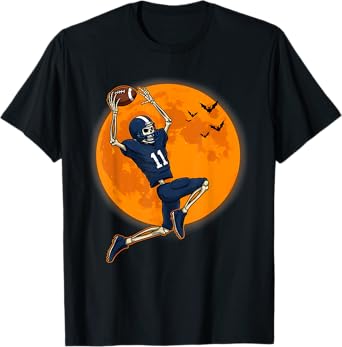 American Football Skeleton Halloween Men Boys Football Fan T-Shirt
