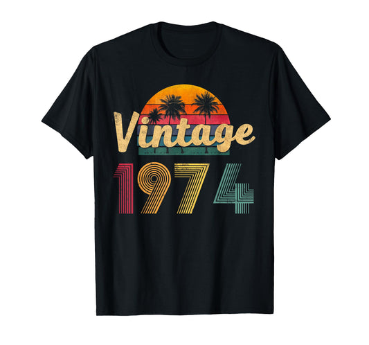 51st Birthday 1974 51 Years Old Retro - Men Women Vintage T-Shirt