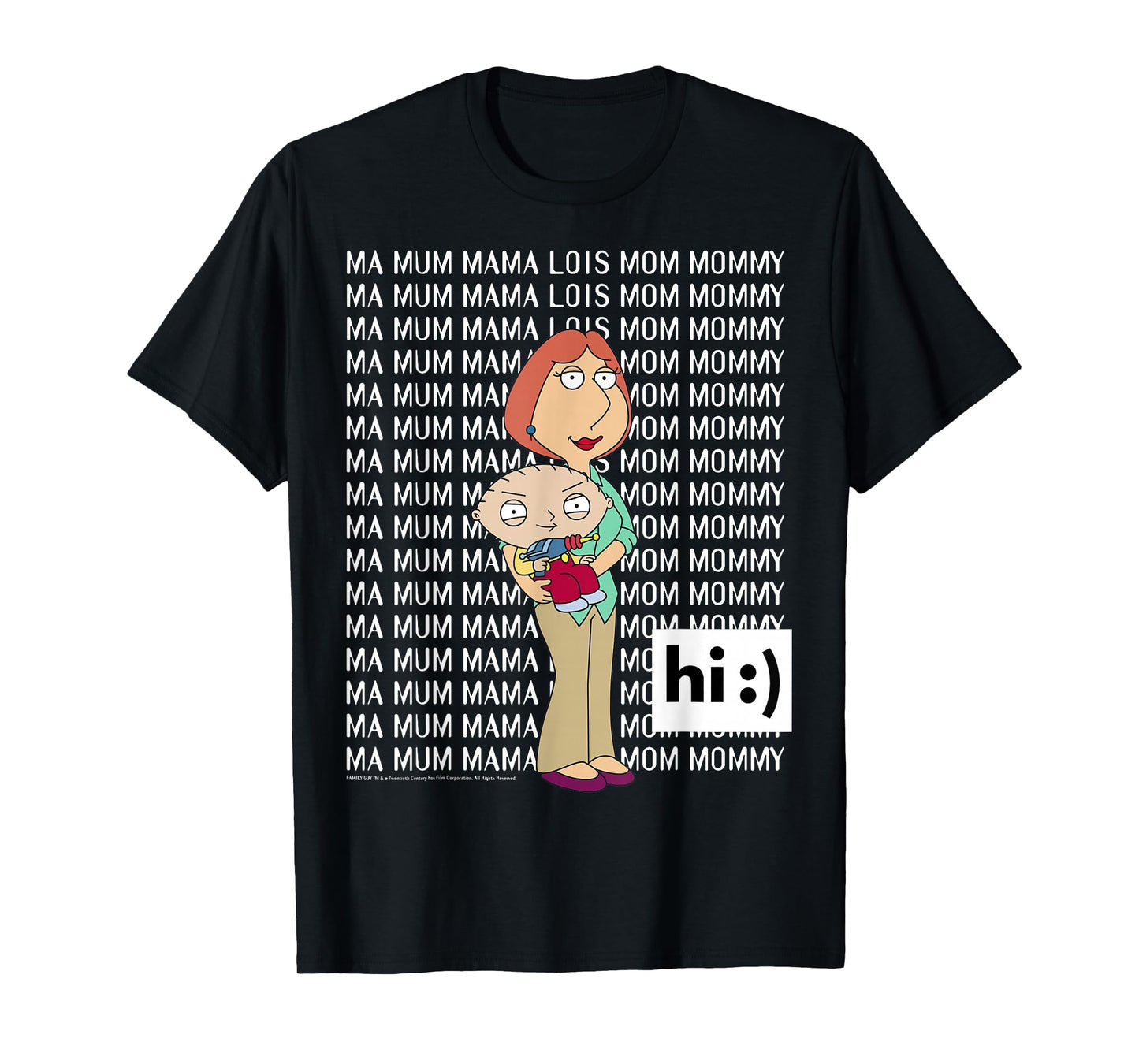 Family Guy Lois Stewie Ma Mum Mama Mom Big Chest Text Logo T-Shirt