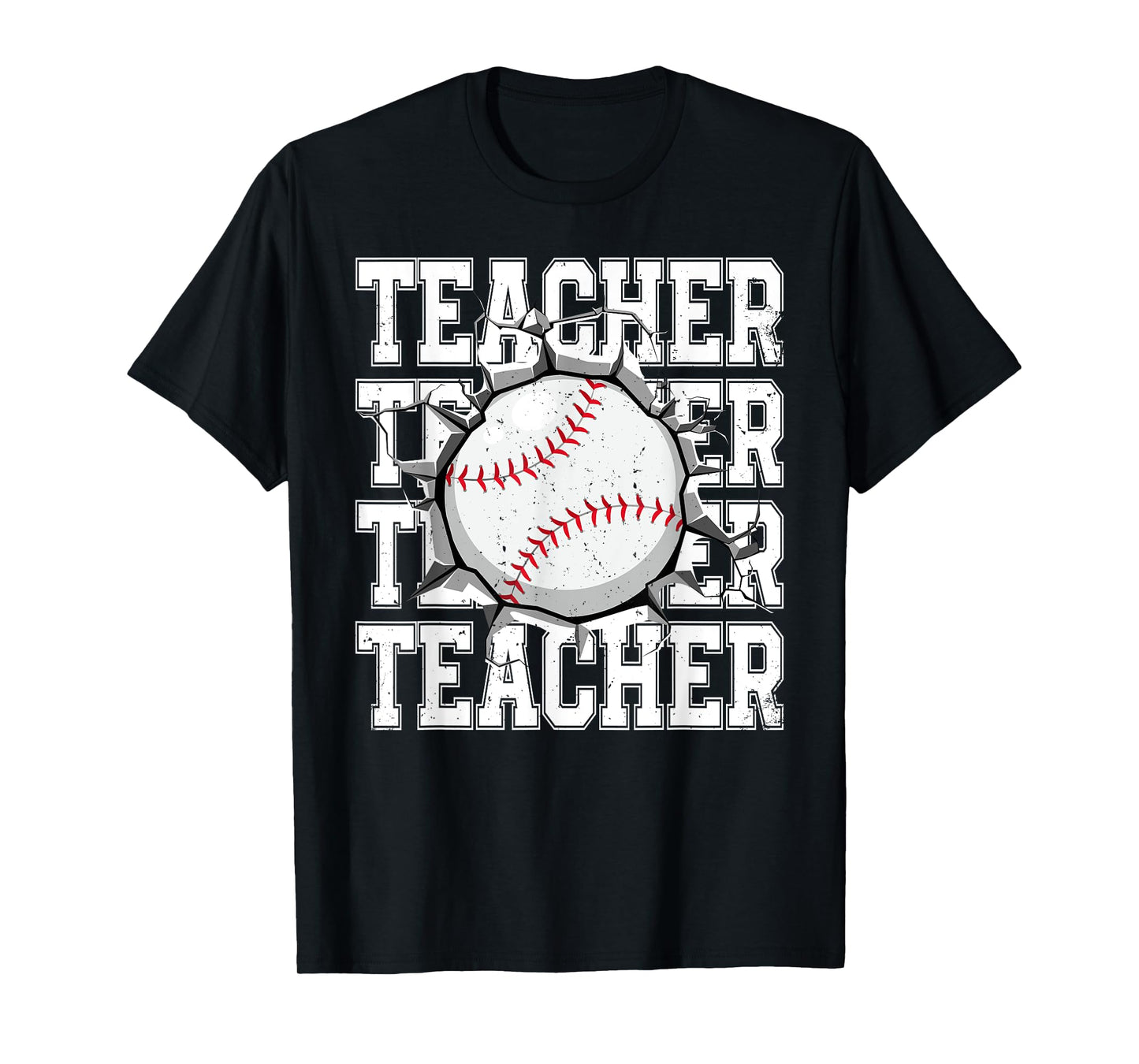 Baseball Teacher Cracked Wall Family Matching Birthday T-Shirt