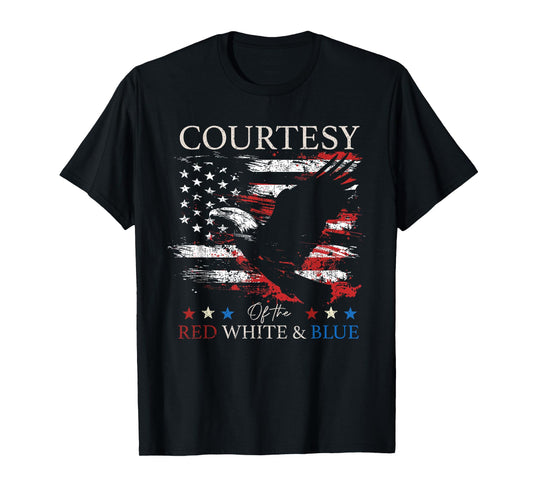 Courtesy Of The Red White And Blue Vintage US Flag July 4th T-Shirt