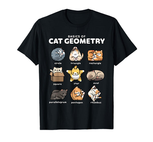 Basics of Cat Geometry Funny Cat Shapes Design T-Shirt