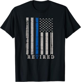 Retired Police Officer Thin Blue Line Flag Retirement T-Shirt