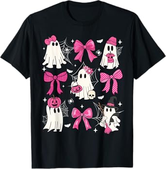 Cute Ghost Halloween Coquette Bow Girl Women Kid T-Shirt