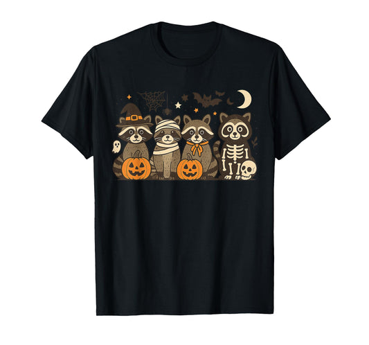 Halloween Raccoon Costumes Ghost Witch Mummy Gifts Men Women T-Shirt
