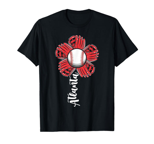 Cute Flower Atlanta Retro Baseball Lover Game Day T-Shirt