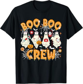 Groovy Boo Boo Crew Nurse Spooky Ghost Women Halloween Nurse T-Shirt