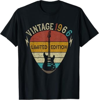 Guitar Lover 57 Years Old Gift, Vintage 1966 57th Birthday T-Shirt