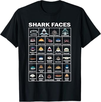 Types Of Shark Faces. Shark Face Identification Great Sea T-Shirt