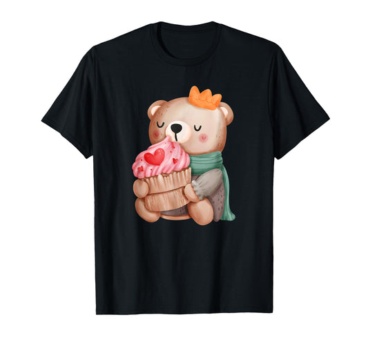 Cute Valentine Teddy Bear Pink Lovely Heart Cupcake Boy T-Shirt