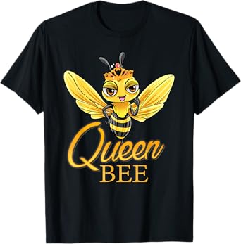 Queen Bee Crown Women Girls Mom Wife Daughter Honeybee T-Shirt