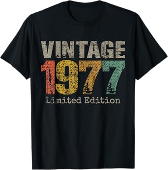 Vintage 1977 Limited Edition 48th Birthday Gifts 48 Year Old T-Shirt
