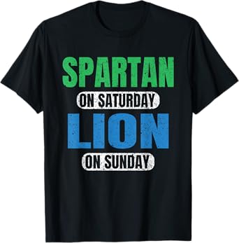 Spartan on Saturday Lion on Sunday Motivation Funny Vintage T-Shirt