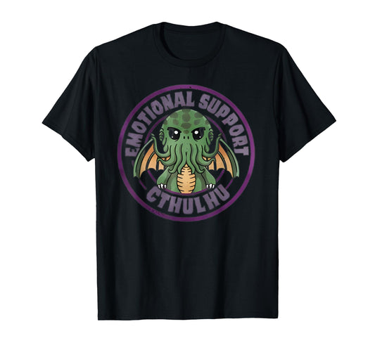 Cool Tees Emotional Support Cthulhu Funny Unisex-Adults, Kids T-Shirt