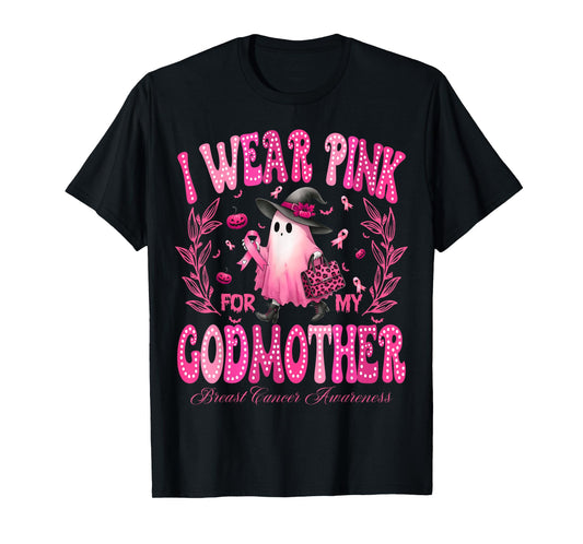 I Wear Pink For My GodMother Breast Cancer Boo Halloween T-Shirt