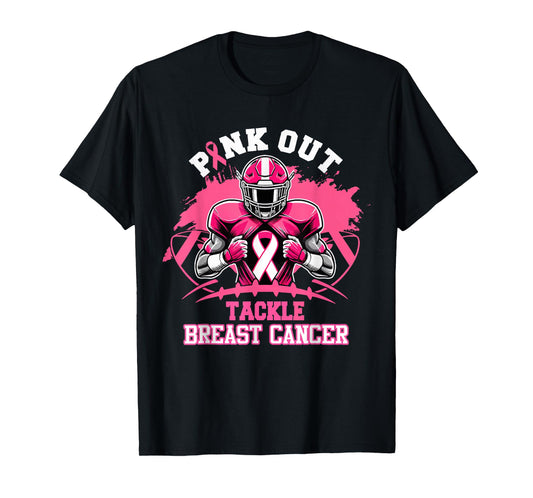 Pink Out Tackle Breast Cancer Awareness American Football T-Shirt