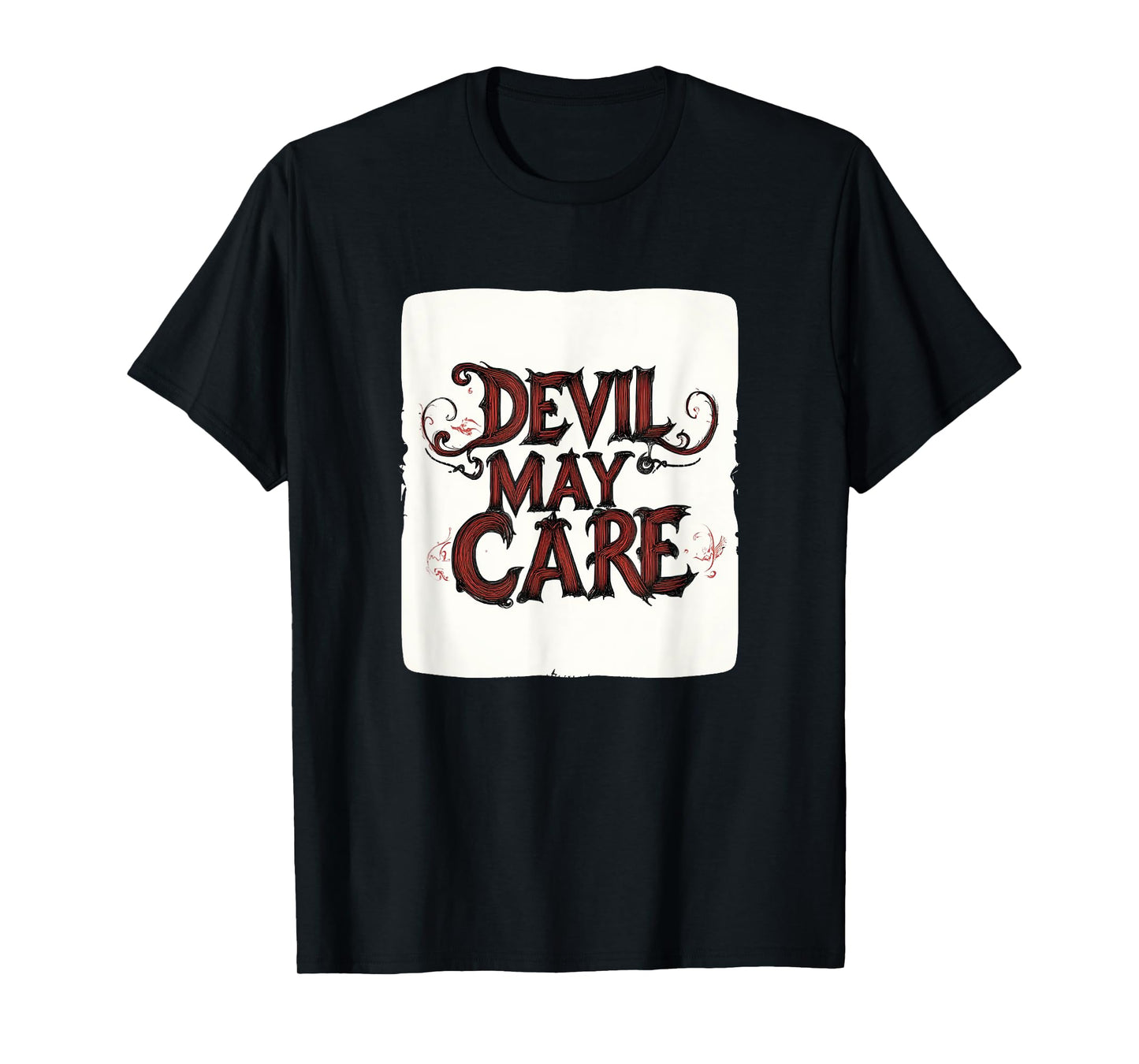 Embrace the Edge with this Devil May Care Emblem Outfit T-Shirt
