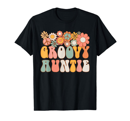 Groovy Auntie Retro 60s 70s Hippie Family Best Aunt Ever T-Shirt